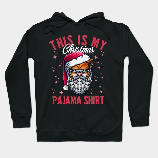 This Is My Christmas Pajama Outfit Xmas Lights Funny Cat Hoodie by Yourfavshop600